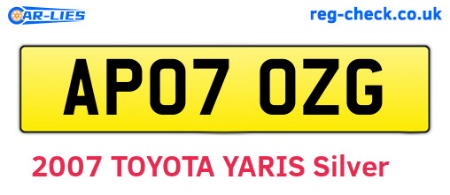 AP07OZG are the vehicle registration plates.