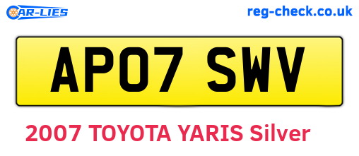 AP07SWV are the vehicle registration plates.