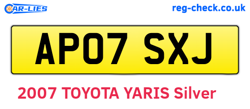 AP07SXJ are the vehicle registration plates.