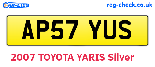 AP57YUS are the vehicle registration plates.