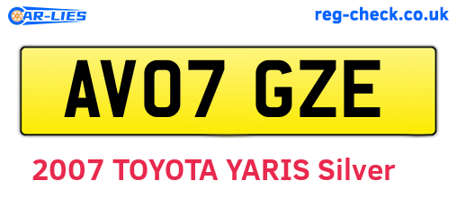 AV07GZE are the vehicle registration plates.