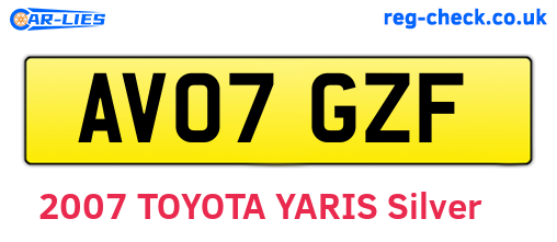 AV07GZF are the vehicle registration plates.