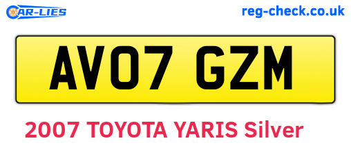 AV07GZM are the vehicle registration plates.