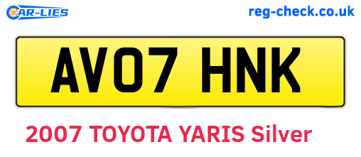 AV07HNK are the vehicle registration plates.