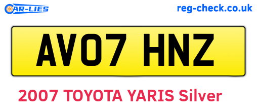 AV07HNZ are the vehicle registration plates.