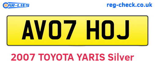 AV07HOJ are the vehicle registration plates.