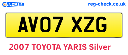 AV07XZG are the vehicle registration plates.
