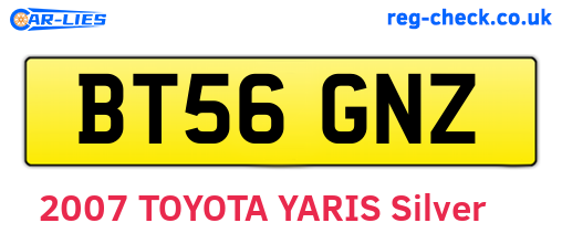 BT56GNZ are the vehicle registration plates.