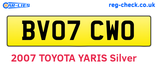 BV07CWO are the vehicle registration plates.