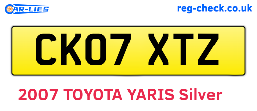 CK07XTZ are the vehicle registration plates.