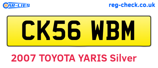 CK56WBM are the vehicle registration plates.