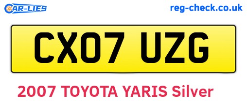 CX07UZG are the vehicle registration plates.