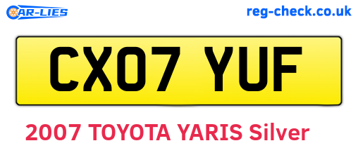 CX07YUF are the vehicle registration plates.