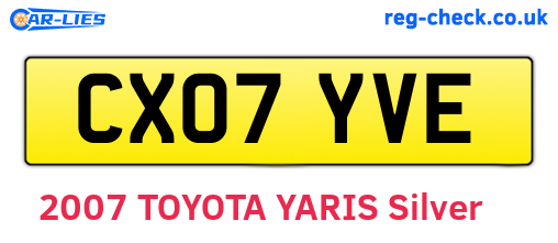 CX07YVE are the vehicle registration plates.