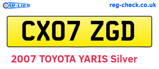 CX07ZGD are the vehicle registration plates.
