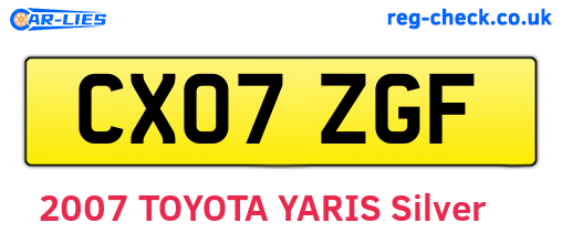 CX07ZGF are the vehicle registration plates.
