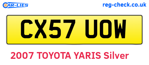 CX57UOW are the vehicle registration plates.