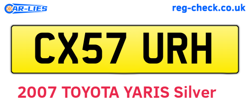 CX57URH are the vehicle registration plates.