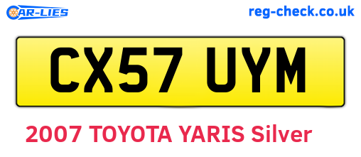 CX57UYM are the vehicle registration plates.