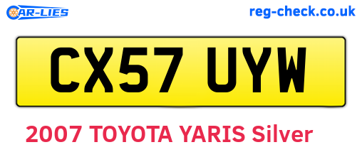 CX57UYW are the vehicle registration plates.