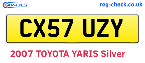 CX57UZY are the vehicle registration plates.