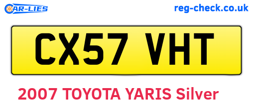CX57VHT are the vehicle registration plates.