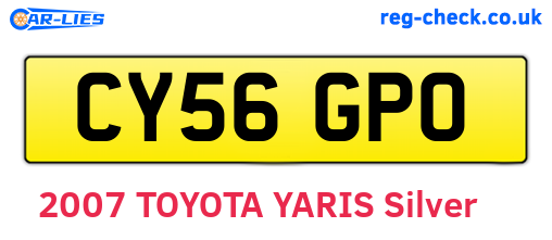 CY56GPO are the vehicle registration plates.