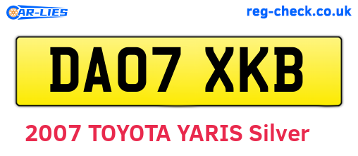 DA07XKB are the vehicle registration plates.