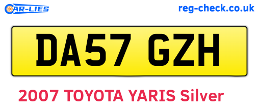 DA57GZH are the vehicle registration plates.