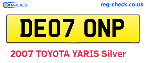 DE07ONP are the vehicle registration plates.