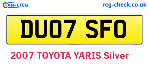 DU07SFO are the vehicle registration plates.