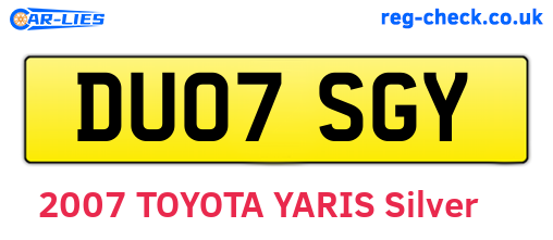 DU07SGY are the vehicle registration plates.