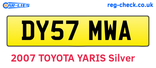 DY57MWA are the vehicle registration plates.
