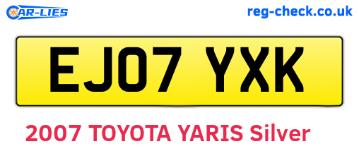 EJ07YXK are the vehicle registration plates.