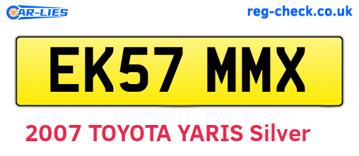 EK57MMX are the vehicle registration plates.