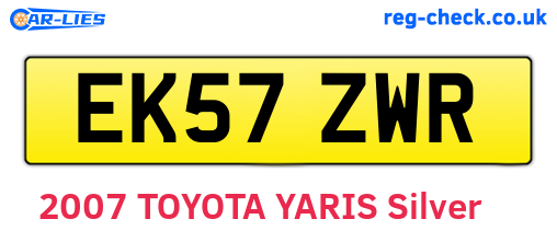 EK57ZWR are the vehicle registration plates.