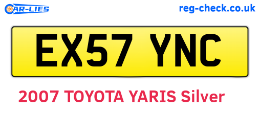 EX57YNC are the vehicle registration plates.
