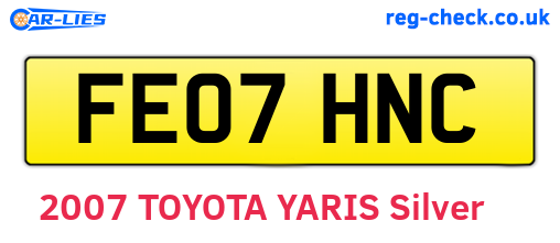 FE07HNC are the vehicle registration plates.