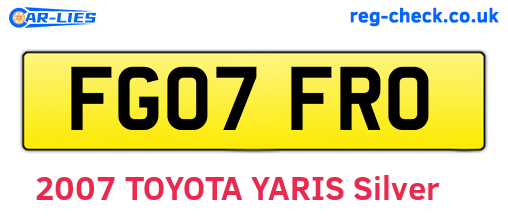 FG07FRO are the vehicle registration plates.