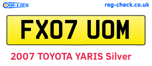 FX07UOM are the vehicle registration plates.