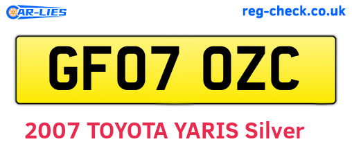 GF07OZC are the vehicle registration plates.