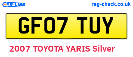 GF07TUY are the vehicle registration plates.