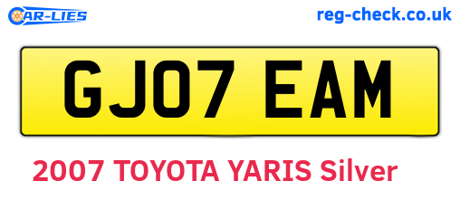 GJ07EAM are the vehicle registration plates.