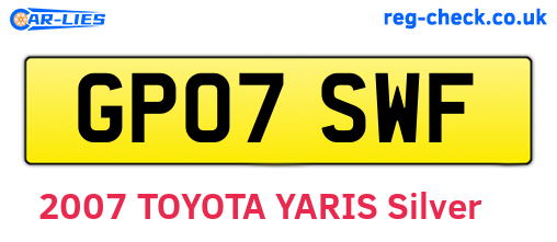 GP07SWF are the vehicle registration plates.