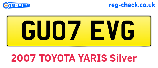 GU07EVG are the vehicle registration plates.