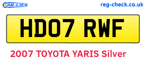 HD07RWF are the vehicle registration plates.