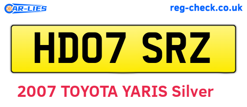 HD07SRZ are the vehicle registration plates.