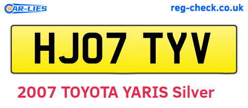 HJ07TYV are the vehicle registration plates.