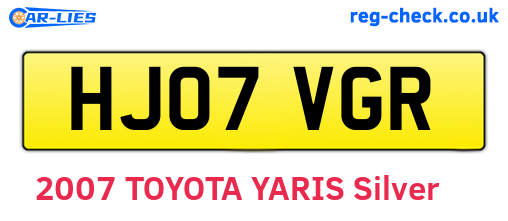 HJ07VGR are the vehicle registration plates.