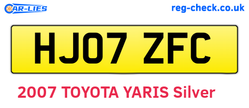 HJ07ZFC are the vehicle registration plates.